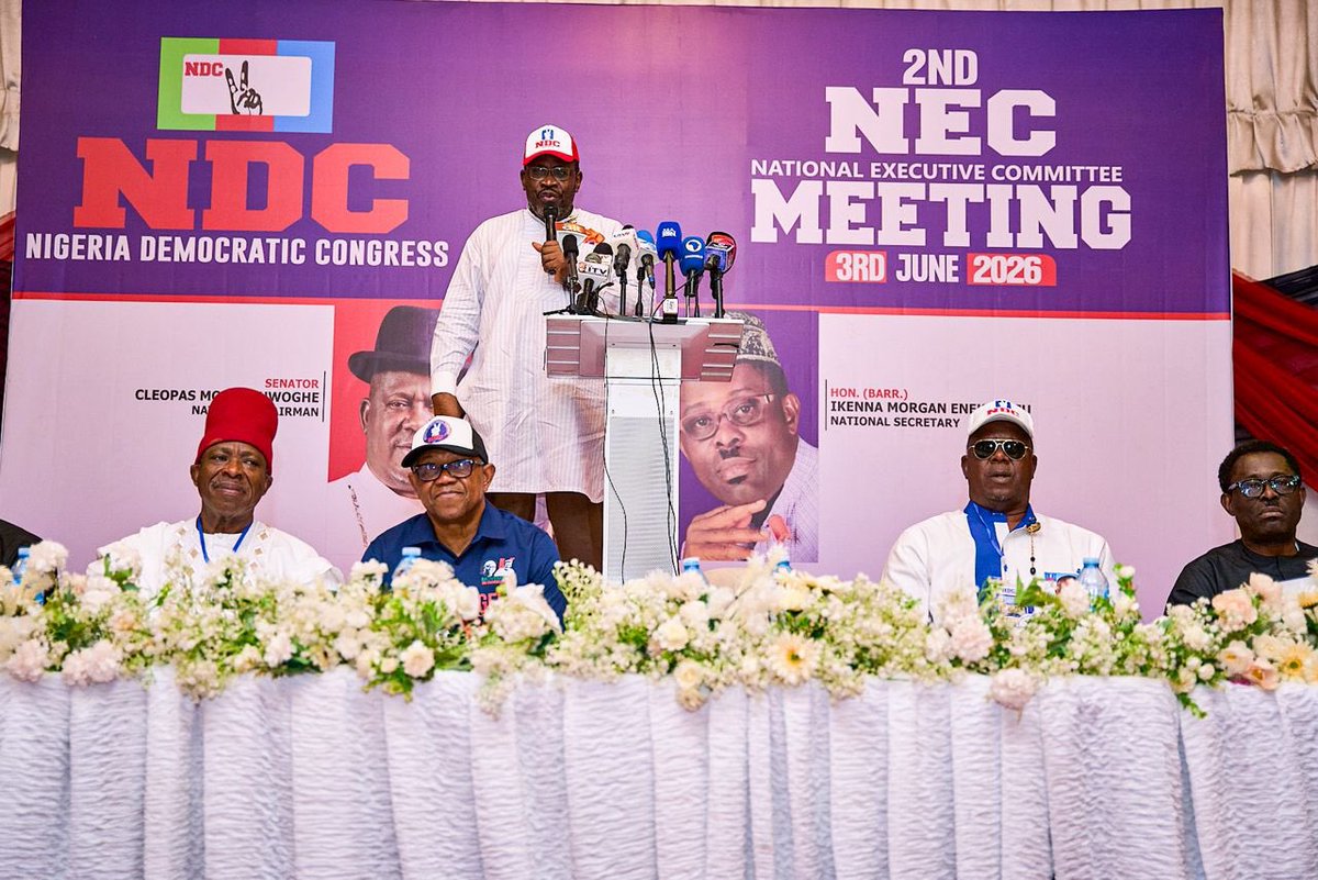 iamHSDickson's tweet photo. Yesterday, we held the 2nd NEC Meeting of our great party, the Nigeria Democratic Congress (NDC), alongside our presidential candidate, His Excellency Peter Obi, CON, members of the National Working Committee, State Chairmen, party leaders, and stakeholders from across the country.

The meeting provided an opportunity to review our progress as a party, assess the outcome of the recently concluded primaries, and agree on the next steps as we continue to build a strong national platform ahead of the 2027 general elections.

In my remarks I thanked our presidential candidate, His Excellency Peter Obi, CON, and his running mate, His Excellency Senator Rabiu Musa Kwankwaso, CON, for their commitment, leadership, and inspiring participation throughout the processes. I also extended my appreciation to all our governorship, National Assembly, and State Assembly aspirants, party leaders, stakeholders, and supporters who travelled from across the country to participate in the primaries, presidential affirmation, and NEC meeting. Their sacrifices, enthusiasm, and belief in the NDC continue to strengthen our resolve and inspire confidence in the future of our party.

After reviewing reports from across the federation, NEC ratified and endorsed the outcome of the nationwide primary elections and commended our electoral committees, screening and appeal panels, party officials, volunteers, aspirants, candidates, and supporters whose dedication ensured the successful conduct of the exercise. For a relatively young political party, what we have achieved within such a short period is remarkable.

While acknowledging that there were challenges and disagreements in some locations, the NEC reaffirmed its commitment to internal democracy, transparency, fairness, and inclusion. We resolved to immediately intensify reconciliation, consultation, and stakeholder engagement efforts across the country and called on all aspirants and stakeholders to remain actively involved in the task of building the party. The NDC values every member and remains committed to ensuring that everyone has a role to play in our collective journey.

As part of our commitment to innovation and institutional development, NEC approved plans for the introduction of electronic voting in future congresses and primary elections, while also directing the strengthening of our digital membership registration and party data management systems. We believe that technology must play a central role in deepening transparency, participation, and confidence in democratic processes.

The committee also resolved to intensify grassroots mobilisation and membership expansion nationwide while strengthening party structures at ward, local government, state, zonal, and national levels as preparations for the 2027 general elections gather momentum.

NEC further reviewed recent developments in the nation's electoral environment, including aspects of the Electoral Act and INEC guidelines, and reaffirmed the party's commitment to pursuing democratic, legal, and constitutional remedies wherever necessary in defence of a level playing field, electoral justice, and democratic participation.

Overall, the meeting was marked by optimism, unity, and a shared determination to continue building a strong, credible, and nationally accepted political movement dedicated to good governance, national development, and democratic renewal.

The best is still ahead of us.

~ HSD