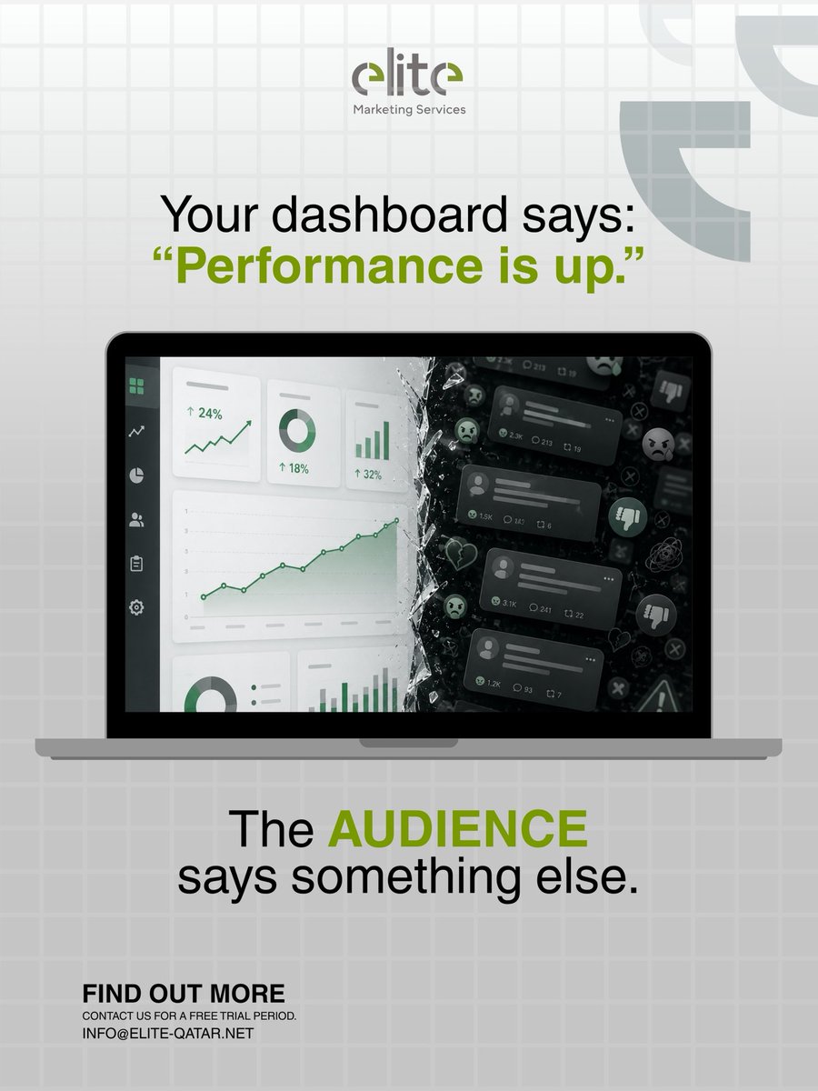 eliteqatar1's tweet photo. Your charts are green, but what’s happening in your mentions?

If your internal KPIs say "growth" while your audience is venting online, you're managing a major blind spot.

Don't just track the data. Listen to the sentiment.
#CustomerExperience #DataAnalytics #BrandSentiment https://t.co/QbI1hDG46i