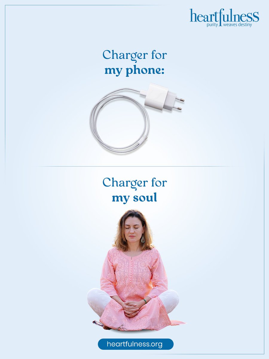heartfulness's tweet photo. We plug in our devices every day because we know they won't function without energy.

The same is true for us.

A few moments of meditation can restore what a busy world often drains, peace, joy, and balance.

Recharge your soul with #Heartfulness. ♥️ https://t.co/JMyXcOxBlZ