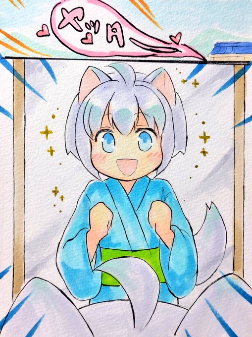 【一方その頃…1】⑤

キヌ「ヤッター❗️✨」

キヌ「エミルさんに変化出来ました❗️✨」(キャッキャッ🎶)

鏡に映った姿を見て大喜びのキヌ。

#一次創作
#オリジナル
#oc
#マイリトルワールド 