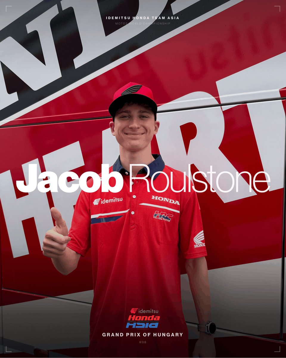 honda_team_asia's tweet photo. HERE WE GO! Jacob Roulstone will replace Mario Aji at the #HungarianGP🇭🇺

This marks an important milestone for the team, as Roulstone becomes the first Australian rider to represent the team in the Moto2 class. Welcome Jacob! 🤝 https://t.co/xqBN5gVCmH