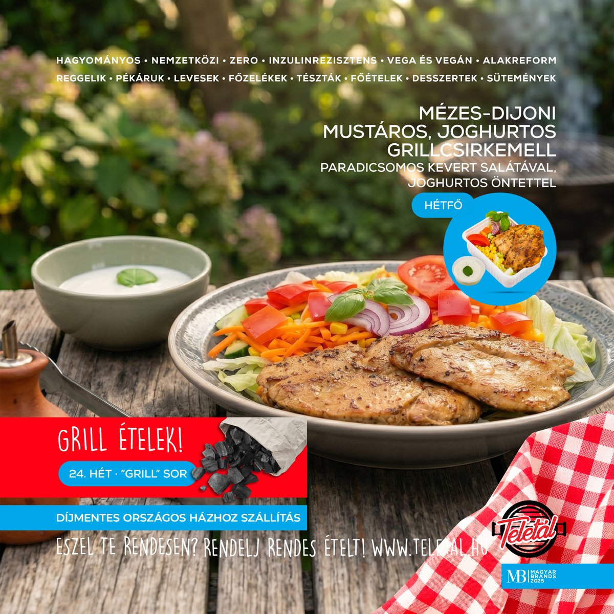 TeletalEtel's tweet photo. 🔥🥩 GRILL ÉTELEK!

Szaftos húsok, friss saláták, ropogós köretek és ínyenc öntetek: grill ételek a 24. héten + Dreher 24 Eper! 📘 Étlapunk: https://t.co/HhdFIBelkY 🚙 Díjmentes országos házhozszállítás! 🥣 Eszel te rendesen? Rendelj rendes ételt! #teletál #ételrendelés #grill https://t.co/cIt0eDWWgv