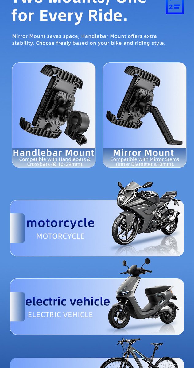 danielxie888's tweet photo. Ride Further. Stay Charged. Arrive Confident.

Introducing the J56 Wireless Bike Phone Holder and Charger — designed to keep your phone powered, secure, and visible on every ride.

#WirelessCharging #BikePhoneHolder #MotorcycleMount #EbikeAccessories #PhoneMount #Shockproof https://t.co/UlJ6jppgKA