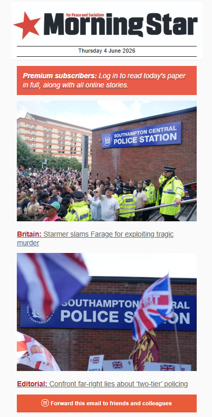 Labour4S's tweet photo. Reject the capitalist variants and receive a daily dose of socialism in your inbox. Sign up to the free Morning Star daily newsletter here: https://t.co/Gh9s9sImft https://t.co/ff58y0vmDL