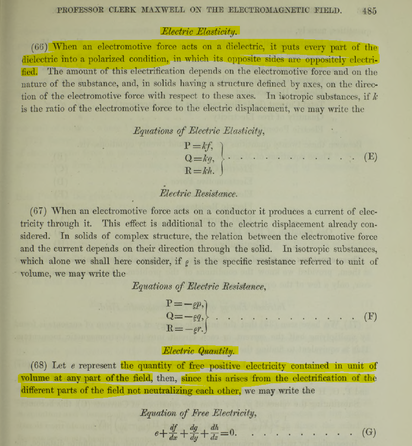 Its_BS's tweet photo. @PhysInHistory Maxwell's equations without the wave medium (post-Einstein) lose all meaning.

Dielectric displacement without the wave medium is an imposter to the true dielectric elasticity and dielectric polarization effects.

And Maxwell's Dielectric displacement predicted radio waves! https://t.co/ZxgZrQnUTc