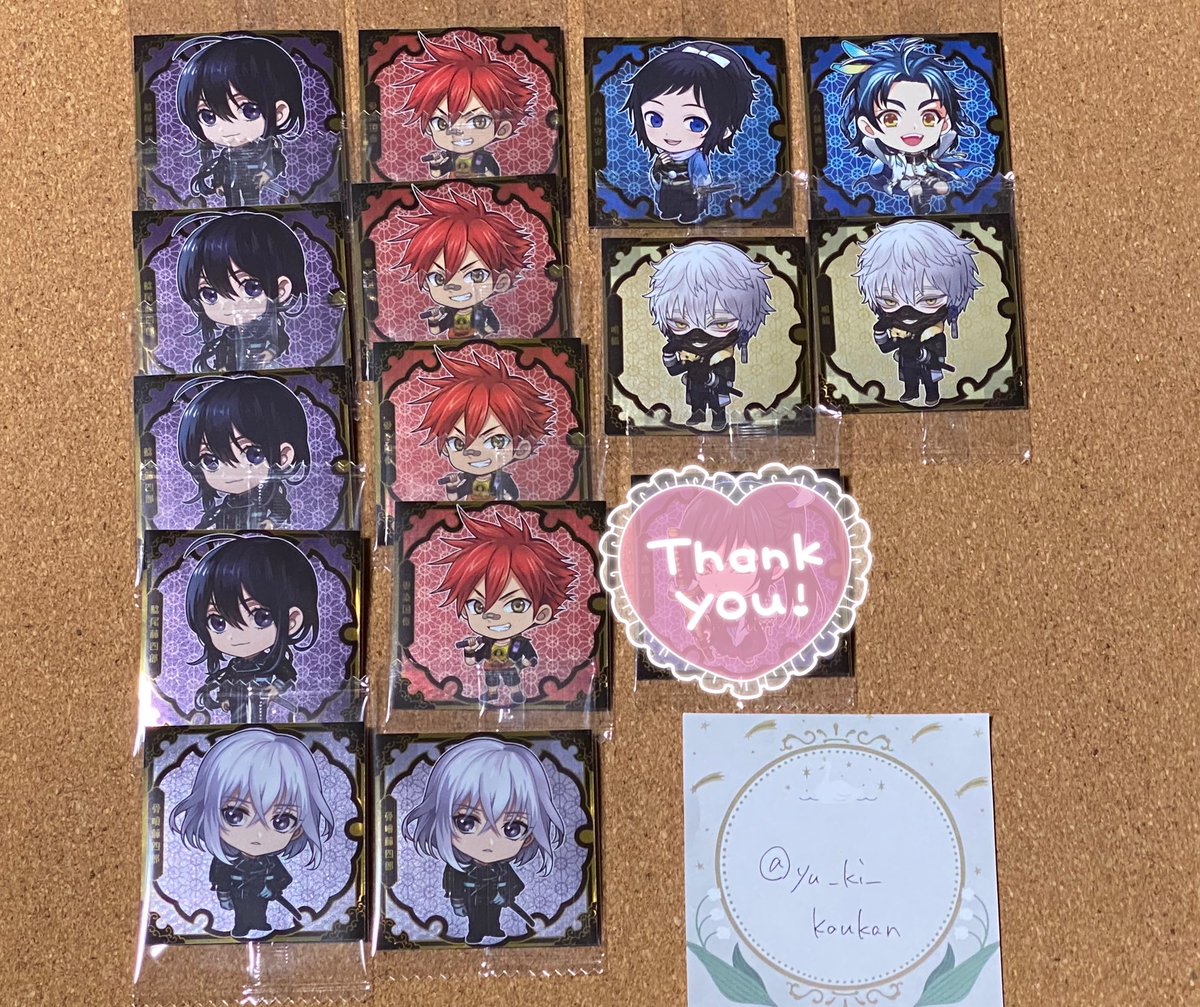 yu_ki_koukan's tweet photo. 【交換】刀剣乱舞 にふぉるめーしょん ウエハース

譲)
★:天下五剣/こんのすけ/シクレ粟田口/左文字/豊前&amp;篭手切/大倶利伽羅&amp;火車切/小竜

☆:鬼丸/道誉/孫六/一期/白山/大千鳥&amp; 泛塵/鶴丸/大倶利伽羅/長谷部/日光/京極/明石/燭台切

○: 丙子椒林剣/ソハヤ
↓ https://t.co/Bt1EF5U1G8