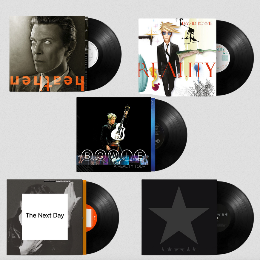 Nickfromupnorth's tweet photo. David Bowie, out today. 'For the first time in years, five of David Bowie's most significant 21st century albums are back on vinyl - separately, individually, yours. Heathen. Reality. A Reality Tour. The Next Day. Blackstar.' https://t.co/ayKmrBzWjQ https://t.co/zxwki3JZ2D