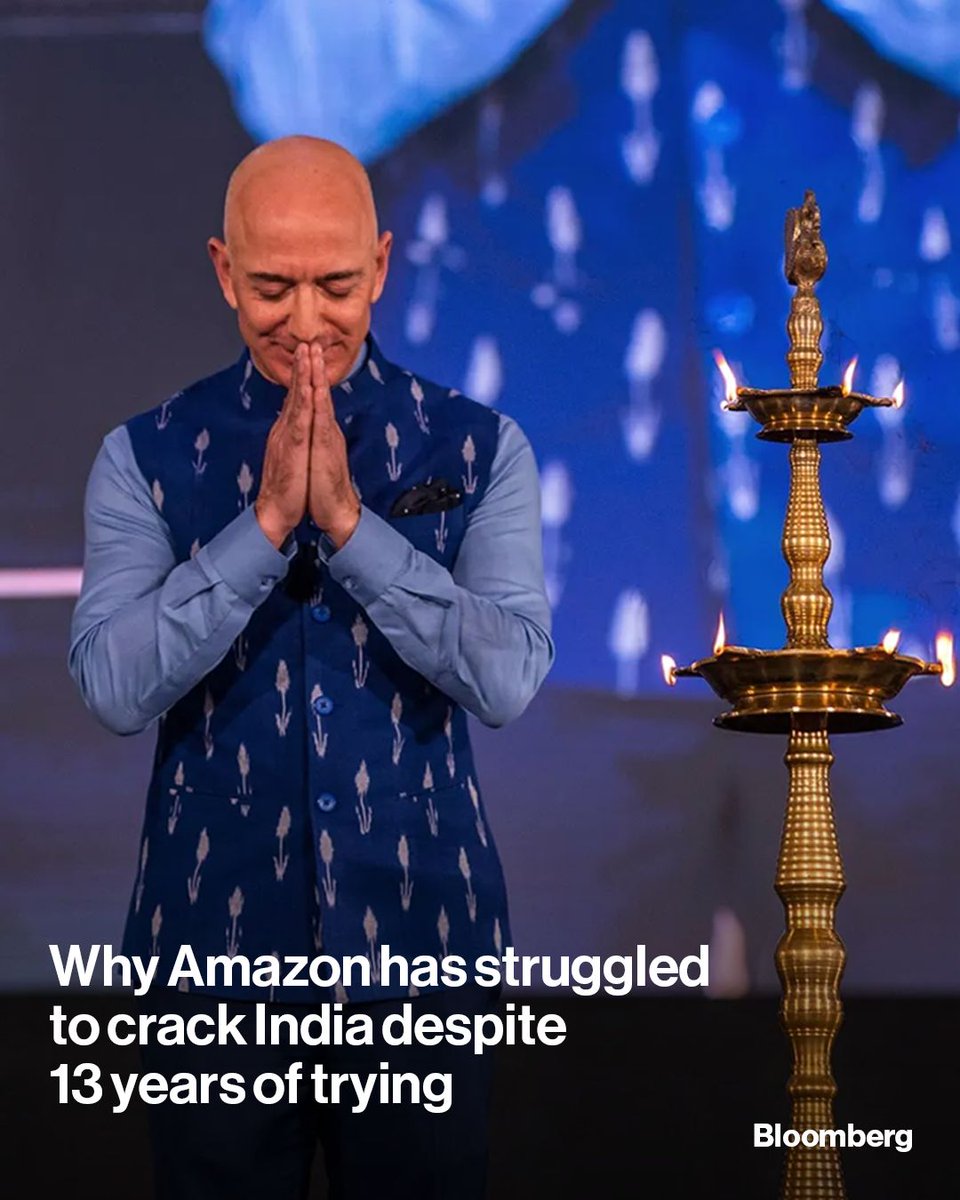 business's tweet photo. Amazon once aimed to dominate e-commerce in India, as it does in so many other countries. More than a decade after it entered the market, that remains a pipedream: https://t.co/mh3F1TDXoj https://t.co/UnG60nnkCS