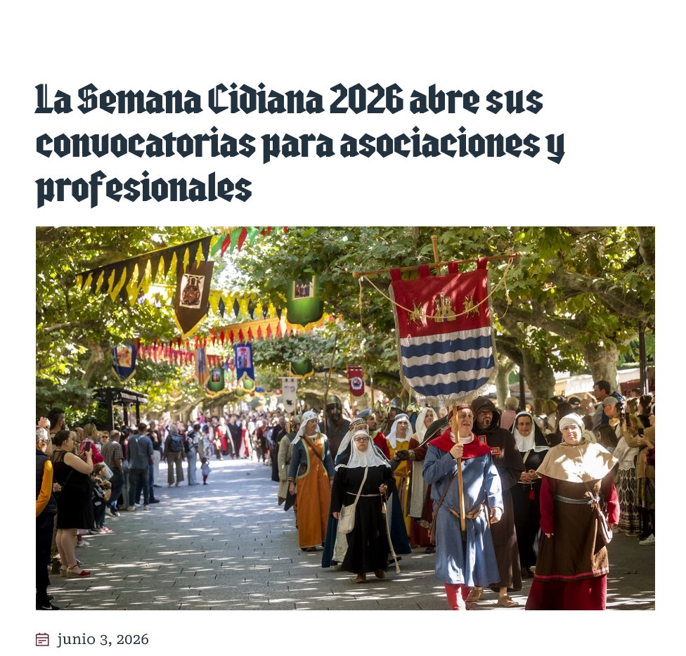 CarmenCampidoc's tweet photo. La @SemanaCidianaBu abre sus convocatorias para asociaciones y profesionales.
Las propuestas podrán presentarse hasta el 17 de junio en el caso de asociaciones y colectivos aficionados y hasta el 22 de junio para profesionales.

ℹ️🔗👇🏼
https://t.co/t6SNHQgnhO https://t.co/mURqafLpcl