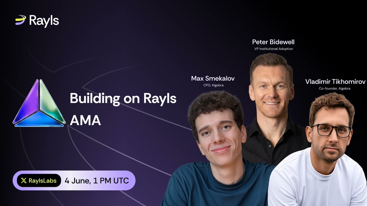 RaylsLabs's tweet photo. What does liquidity look like for institutional assets on a public chain?

Today on Building on Rayls, @petebidewell is joined by Vladimir Tikhomirov and Max Smekalov @CryptoAlgebra to discuss Rayls Swap, the official DEX on the Rayls Public Chain.

Built with Algebra Integral, Rayls Swap supports swaps, routing, and capital-efficient liquidity across the Rayls ecosystem.

4 June, 1 PM UTC

🔔Set a reminder and join us live.