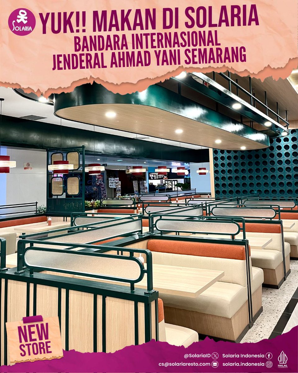 SolariaID's tweet photo. Halo #Solarians, sekarang Solaria sudah hadir di Bandara Internasional Ahmad Yani Semarang loh🎉

Buat yang lagi mau terbang atau jemput keluarga, jangan lupa mampir ya. Spesial periode opening, ada FREE Siomay yang siap nemenin momen perjalanan kamu nih 😋

Yuk sekalian isi tenaga dengan menu favoritmu. Kami tunggu kedatangannya ya #Solarians! 💛

📍Solaria - Bandara Ahmad Yani Semarang Area Exhibition Hall (Public Area)

*Syarat & ketentuan berlaku
*Minimal transaksi 150rb
*Selama persediaan masih ada
*Periode s.d 7 Juni 2026

#Solaria #Solariaresto #Solariaindonesia