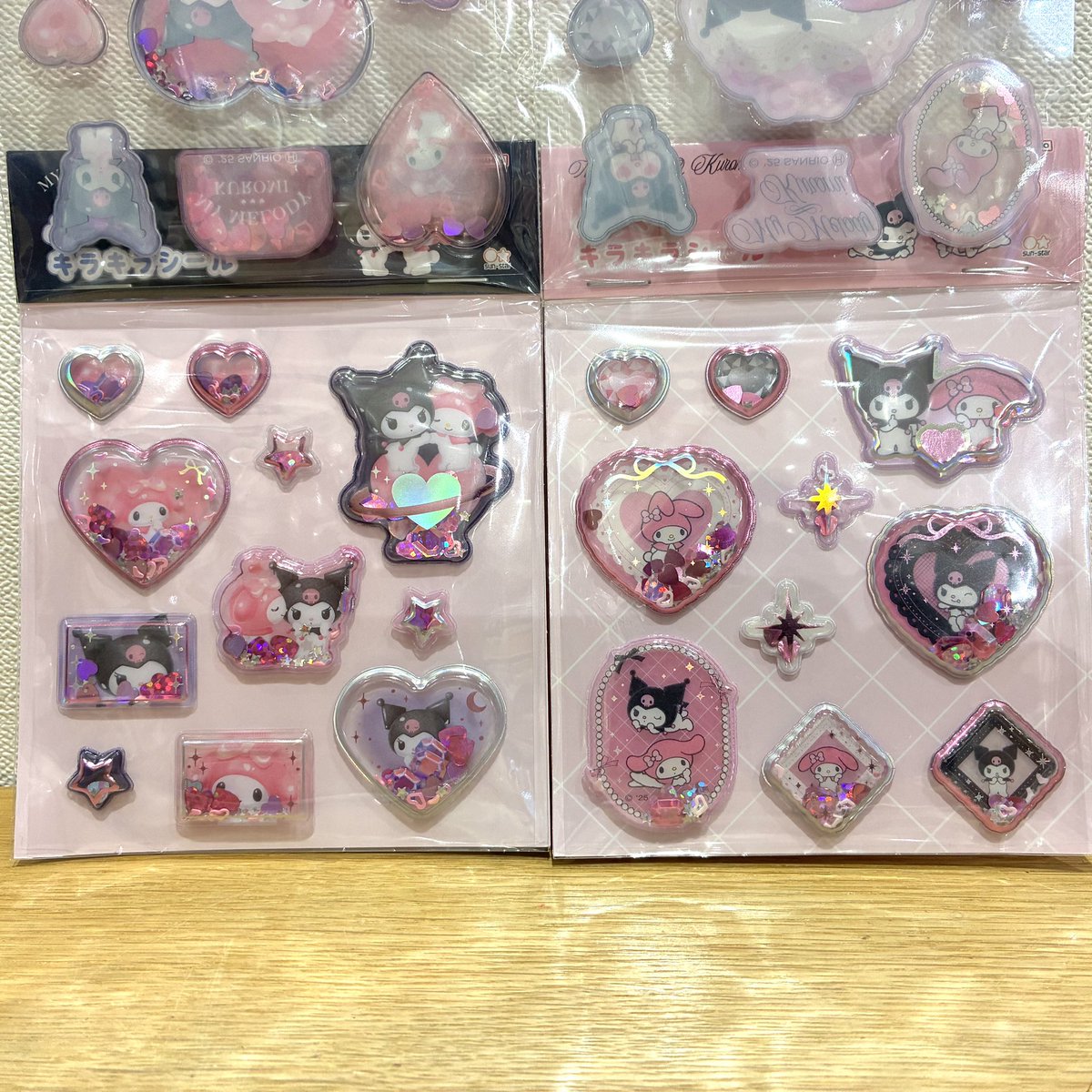 1f_quickgotknm's tweet photo. マイメロディ&amp;クロミの箔押し、スパンコール入りのシール
「ぷっくりキラキラシール」が入荷しました♪

デザインが可愛く、ちょうどいいサイズでデコレーションにもオススメです！

#メイドイントーカイ #イオンモール常滑 #シール #サンスター文具 #サンリオ #マイメロディ #クロミ https://t.co/OHJFGiMEWw