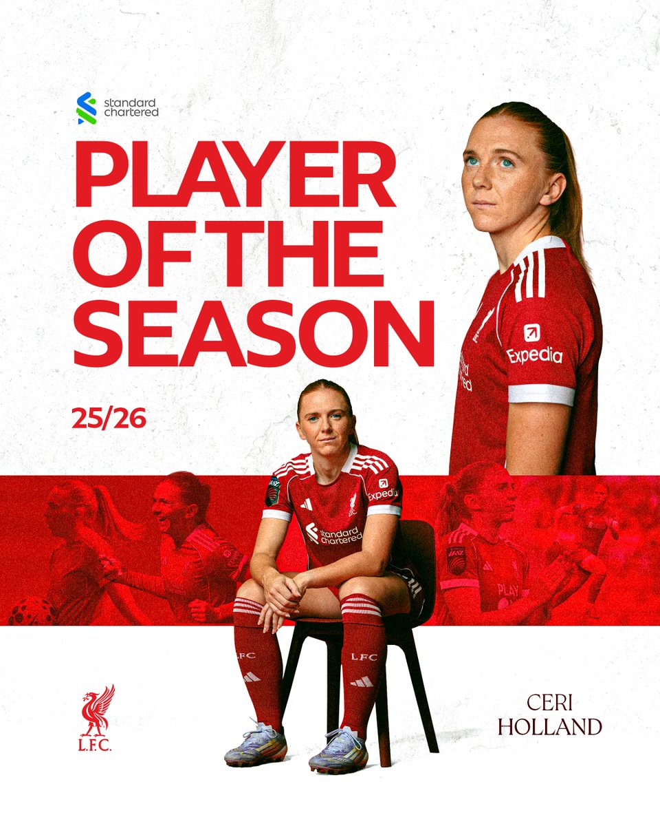 LiverpoolFCW's tweet photo. Your @StanChart Player of the Season for 2025-26... @Ceriholland_11 👏 #Ad
