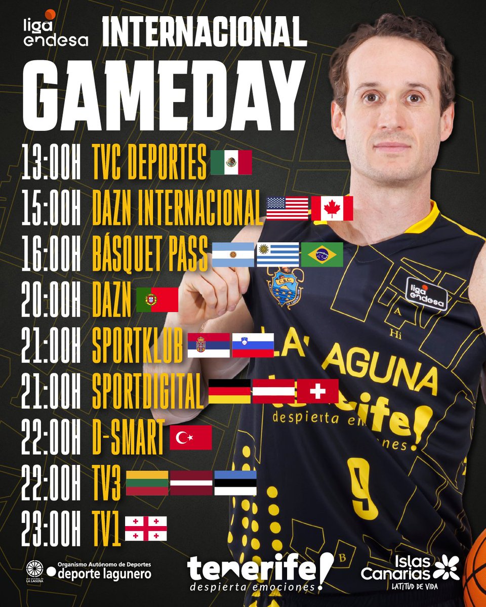 CB1939Canarias's tweet photo. ⌛️ Tres horas para el inicio en el Santiago Martín

23 broadcasters han elegido el partido para ofrecerlo en 74 países

@VisitTenerifeES | @TurismCanarias | @Turismo_LL

💛🖤 #VamosCanarias #LaLagunaTenerife #VamosAHacerRuido #Tenerife #DespiertaEmociones https://t.co/pvaNfAU8eJ