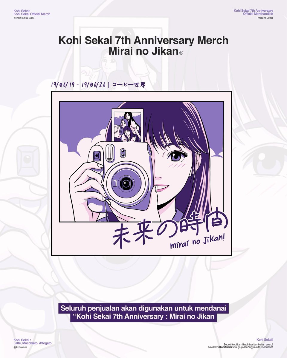 kohisekai's tweet photo. ‼️KHSK 7th Anniversary Merch‼️
OPEN PO T-Shirt Special Edition - Mirai No Jikan⏰

Untuk melancarkan konser anniversary KHSK yang ke 7 “Mirai no Jikan” pada hari Sabtu, 4 Juli 2025 kami merilis T-shirt yang keren ini loh🥰

Link pemesanan : https://t.co/0RIpBIvFVS https://t.co/WeqXs0Fx6d
