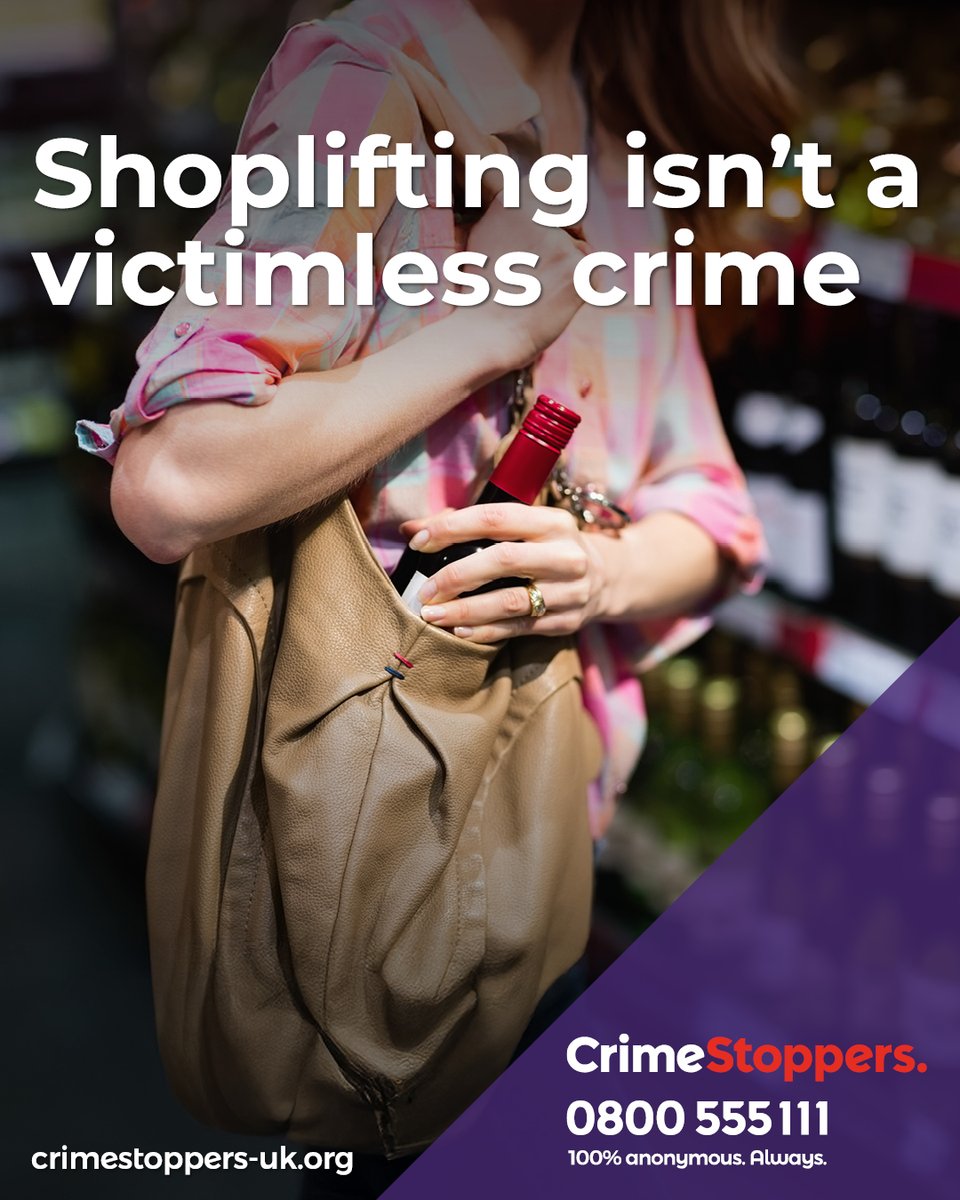 CrimestoppersUK's tweet photo. Retail workers deserve respect, not abuse.

Shoplifters and those buying stolen goods make their jobs harder and more dangerous. If you know who’s shoplifting or buying stolen items, contact Crimestoppers.

Our charity keeps you 100% anonymous. Always. https://t.co/T7GoU9JgTc https://t.co/vUgERuwXUS