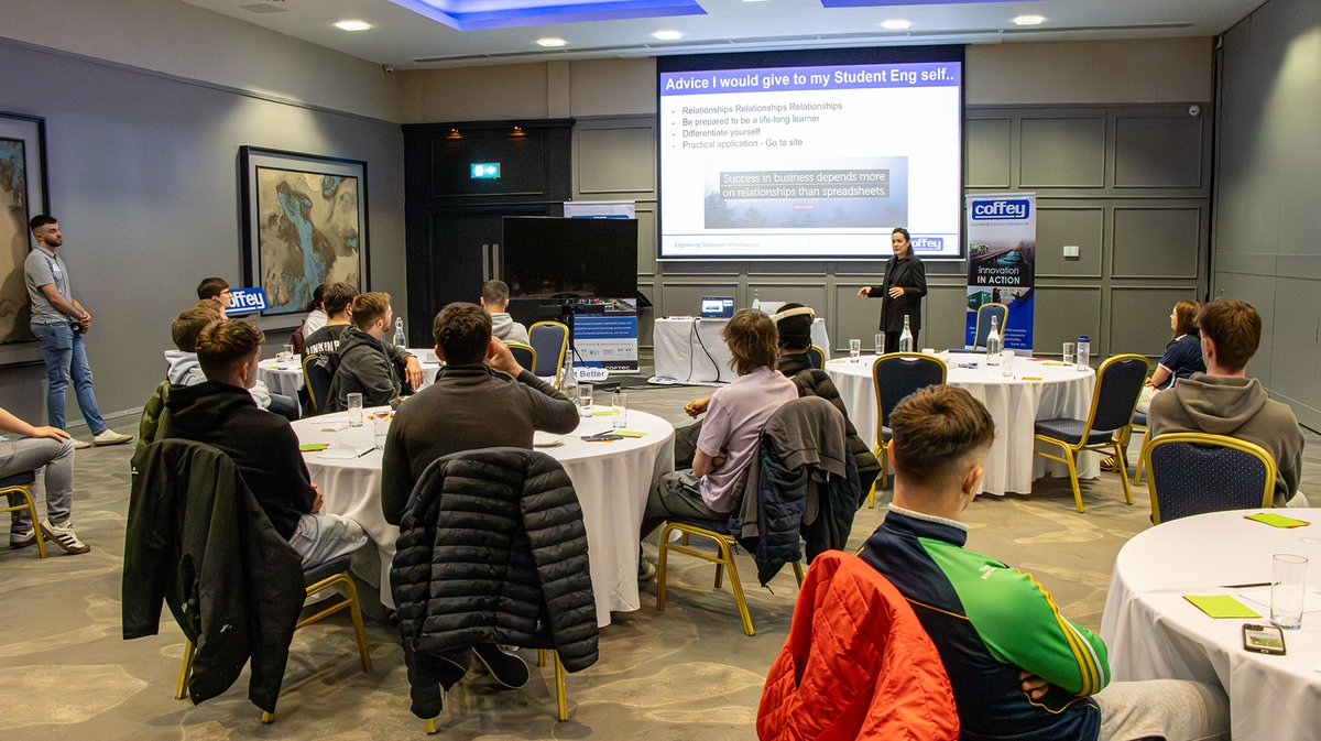 CoffeyGroup's tweet photo. Investing in future talent builds the teams and leaders our industry needs. This week, placement students from across Ireland came together in Athlone for a Student Team Bonding Day - building skills, connections and insight into life at Coffey. #Coffey #CareerDevelopment https://t.co/vXie53kE2t
