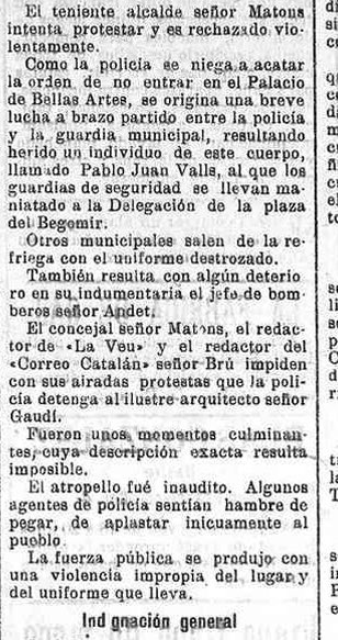 Criticartt's tweet photo. @KRLS @filog3 així explicaven diaris de València i de Tenerife la detenció de Gaudí durant els Jocs Florals d Barcelona a maig de 1920 després d cantar els Segadors i dels crits “Visca Catalunya” https://t.co/vIG0a9cieP