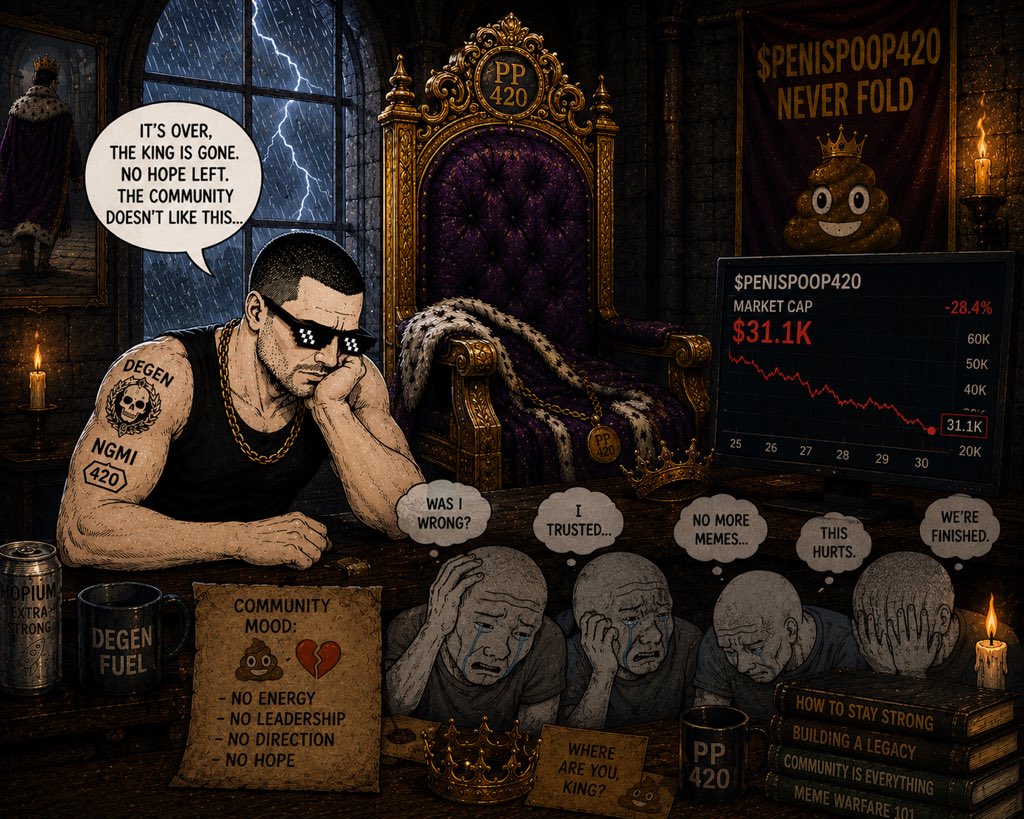 megabyteETH's tweet photo. CT: "It's over."

Chart: 31.1k MC.

Community: still here.

King: probably holding the magnifying glass somewhere.

See you in the next episode.

#PP420 #Solana #Memecoin #Crypto #CT #DiamondHands #HODL #Degen #MoonBag #TheMovieContinues #StillEarly #NeverFold https://t.co/EUDp1dB4nP