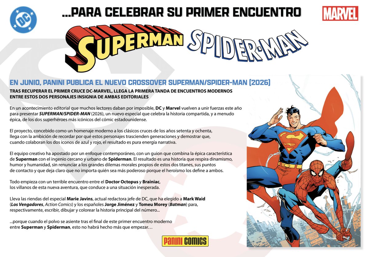 celspinol's tweet photo. 📢Nuevo dossier de prensa  diseñado para  @PaniniComicsEsp del crossover NUEVO entre Superman y Spiderman.
Lo hemos abordado como si fuera una secuela del anterior dossier y con diseño también en horizontal.
Podéis descargarlo completo AQUÍ: https://t.co/0oBzHQGAqn @dcuworld https://t.co/vsMXY94R5l