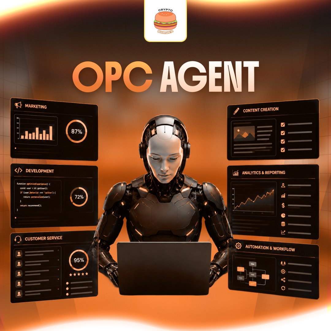CryptoBurgerBTC's tweet photo. 💡 What is an OPC Agent?

OPC stands for One-Person Company.

It's a new operating model where one person can work alongside a team of AI agents to achieve what once required an entire company.

One person. Multiple agents. Unlimited possibilities.🪩 https://t.co/JzdoXe6tma