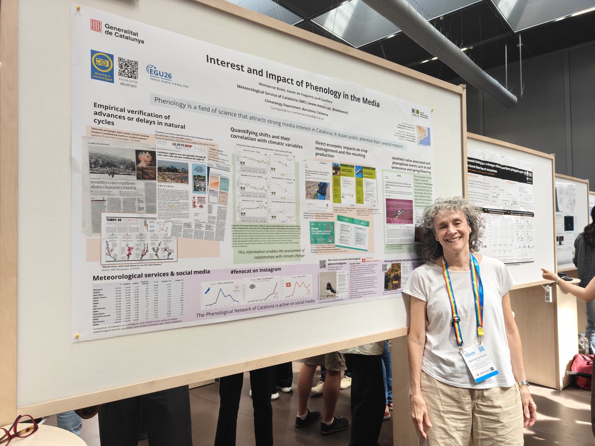meteocat's tweet photo. 🌍Recentment, el Meteocat ha participat a l’#EGU26 a Viena.
Hem presentat un pòster de la Fenocat sobre l’impacte de la #fenologia als mitjans i xxss, i també s'ha exposat la recerca que fem des del projecte #LIFE #Pyrenees4Clima sobre l’escalfament i el canvi climàtic al Pirineu https://t.co/MCIor8Jro7