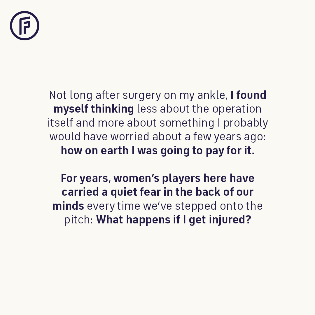 FIFPRO's tweet photo. No player should have to choose between chasing their dream and protecting their health.

Northern Ireland international Emily Wilson explains how @PFA_NI is helping players focus on recovery, not the cost of treatment.