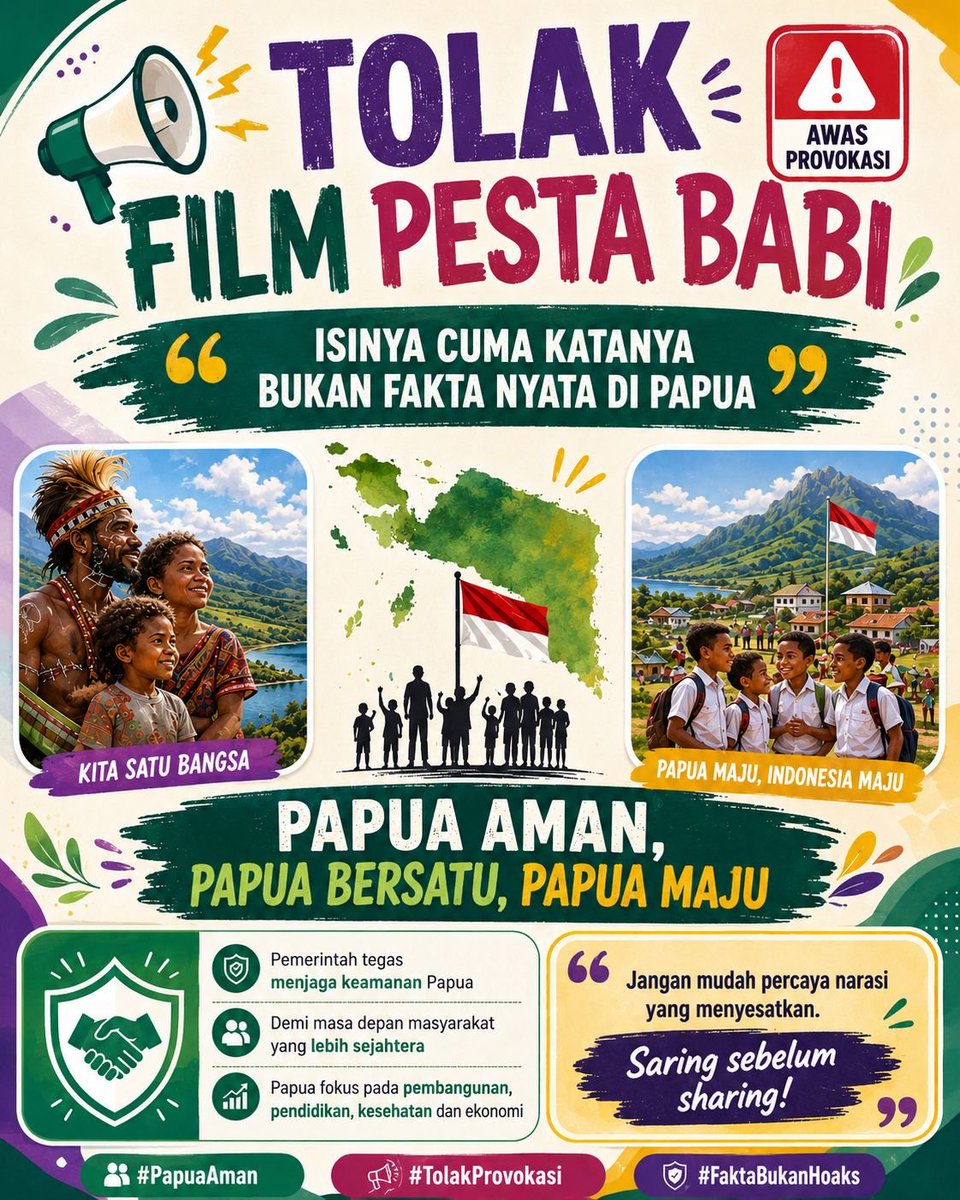 powvetic's tweet photo. film ini tuh isinya cuma katanya bukan fakta yang terjadi di papua, jadi jangan mudah percaya ya Fakta 
Mama Yasinta 
#PapuaBerhakMaju https://t.co/NXpgBWm2OZ