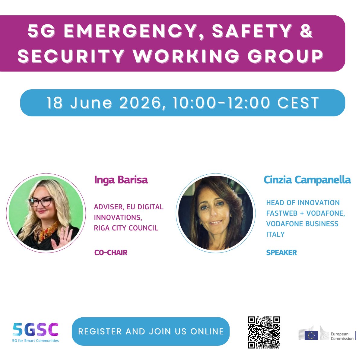 connectivityEU's tweet photo. Join the European Commission's #5G Emergency, Safety &amp; Security Working Group🚨📡

📅18 June, 10:00–12:00 CEST
📍Online
🔗Register now: https://t.co/dICpQ1TJw2

👥Interested in contributing as a speaker? Submit your interest by 10 June 2026 at✉️community@5gsc.eu

#5G4SC https://t.co/mXZ7AGUnQI