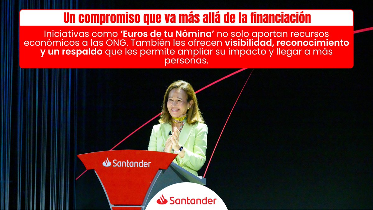 larazon_es's tweet photo. ➡️ Impulsada por los empleados de Banco Santander, esta iniciativa permite realizar aportaciones mensuales desde la nómina que posteriormente son igualadas por la entidad.

👥 Desde su creación, ha apoyado más de 200 proyectos sociales con más de 7 millones de euros y ha beneficiado a más de 600.000 personas.

#EurosdetuNómina