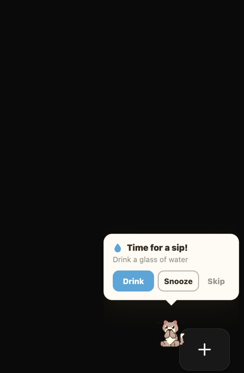 HoangNdev's tweet photo. I often forget to drink water when I'm deep in focus mode.

So I'm building a small desktop companion:
a cute pixel pet that stays on your screen and reminds you to drink water + take breaks.
Not a productivity app.
More like a tiny buddy for healthier work days 💧 https://t.co/ZajjgfCBPe