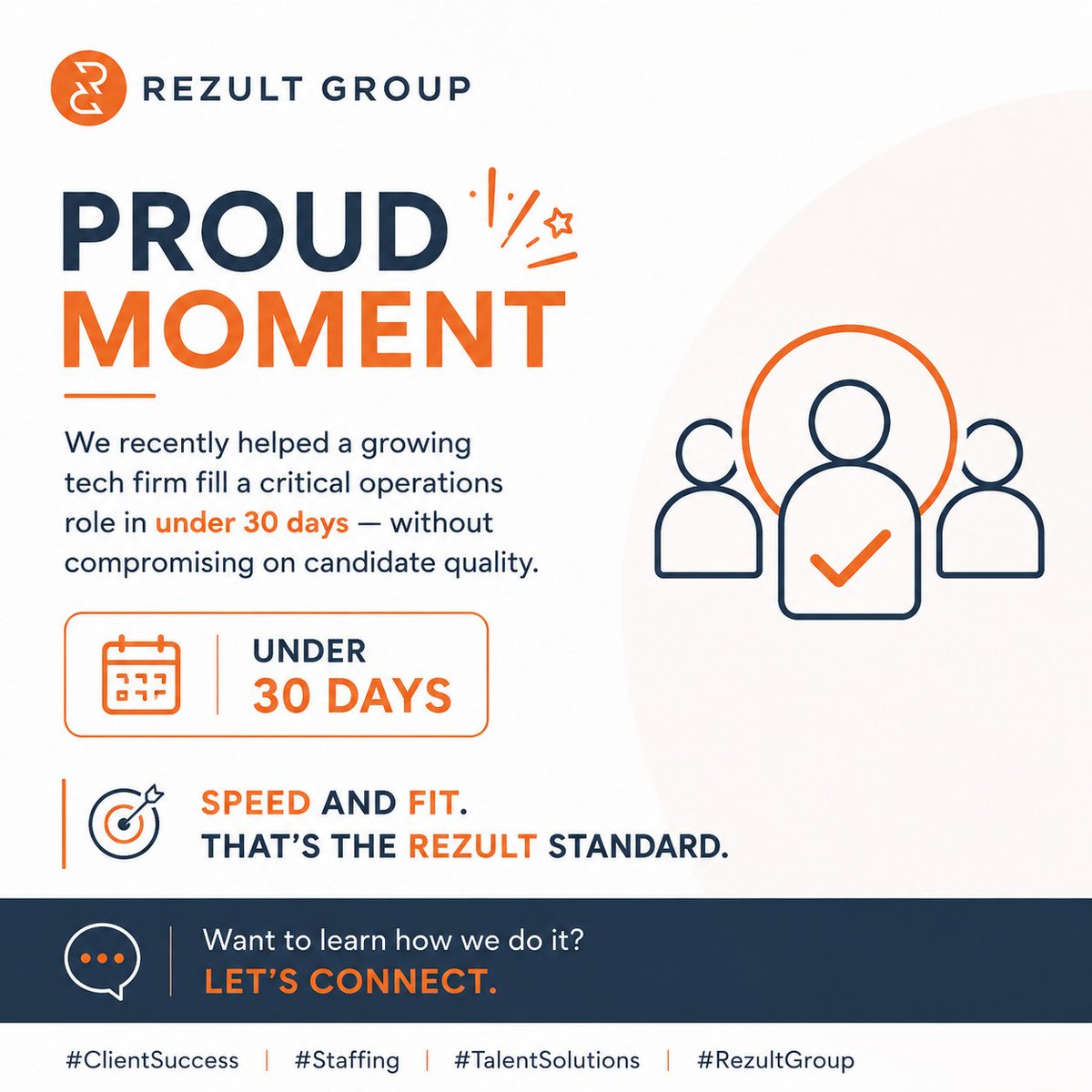 RezultGroup's tweet photo. Proud moment 🎉 We recently helped a growing tech firm fill a critical role in under 30 days — without compromising on candidate quality. Speed AND fit. Want to learn how we do it? Let's connect.

#ClientSuccess #Staffing #TalentSolutions #RezultGroup https://t.co/360CIHwtoH
