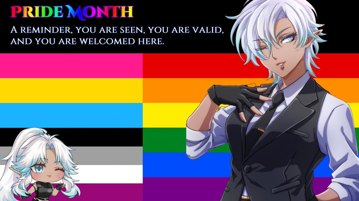 AaizaProject's tweet photo. Pride Month 🌈

As a creator who is Ace & Pan (with a soft spot for women 💜), I want to continue building a space that feels calm, welcoming, and safe to simply exist in.

If you’ve ever felt like you didn’t quite fit anywhere, you’re welcome here.

#PrideMonth #LGBTQ #Asexual #Pansexual #Vtuber #ENVtuber