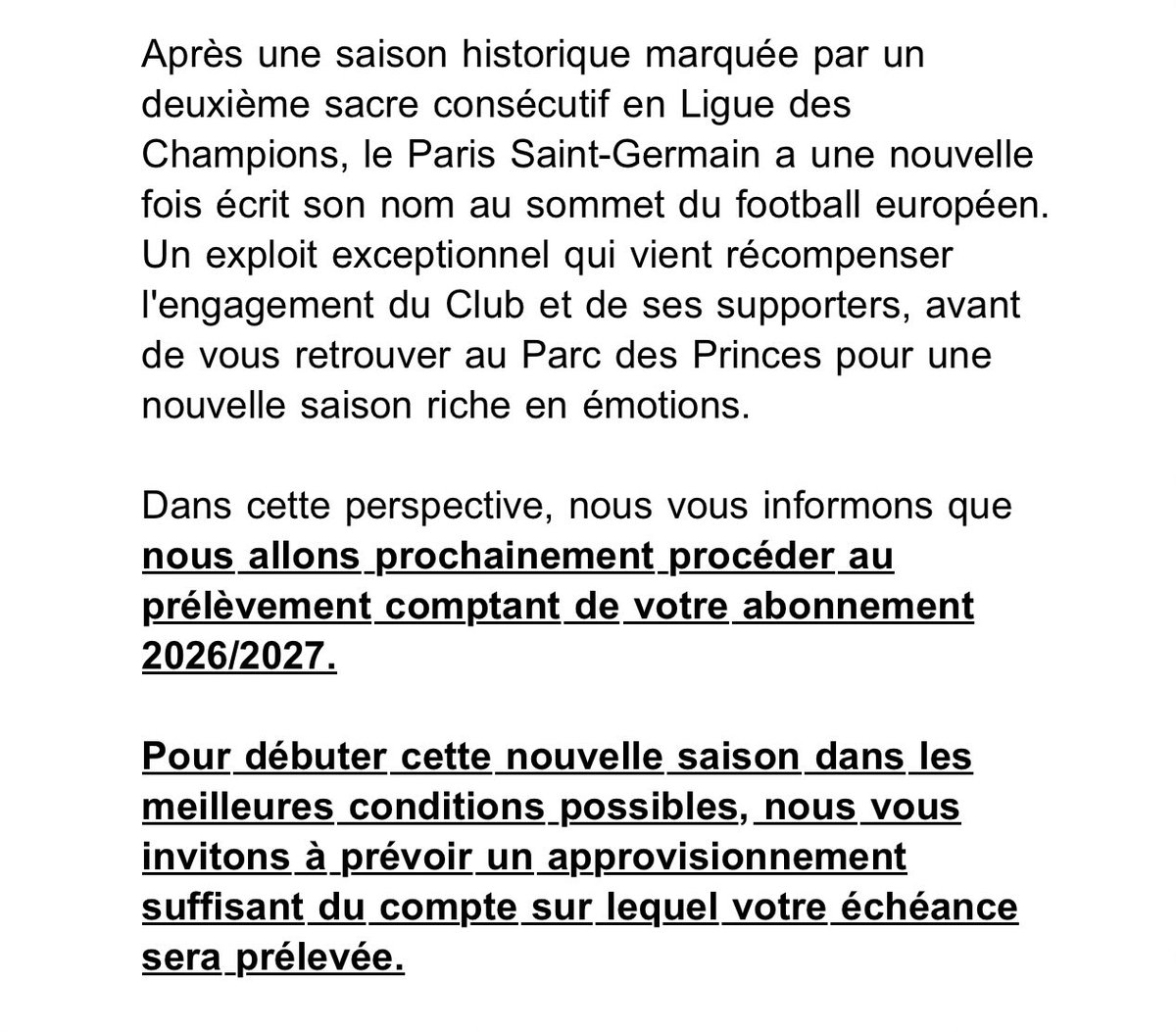 novoiceee's tweet photo. Ceux ayant un abonnement PSG 
Le prélèvement est aujourd’hui !!! 

N’oubliez pas de recharger vos comptes bancaire 😊

#PSG #Abonnement https://t.co/cisac7Dtb8