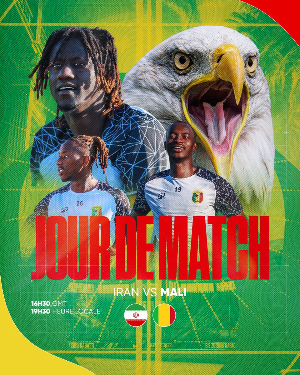 AiglesDuMali_'s tweet photo. 𝑱𝑶𝑼𝑹 𝑫𝑬 𝑴𝑨𝑻𝑪𝑯 ! 🇮🇷🇲🇱

Match amical contre l’Iran qui prépare sa Coupe du Monde 🔥

Les Aigles joueront contre la Team Melli dans la ville surnommée « La Riviera Turque » à Antalya

🕰️ Coup d’envoi à 16 h 30 GMT https://t.co/cxweH432QV
