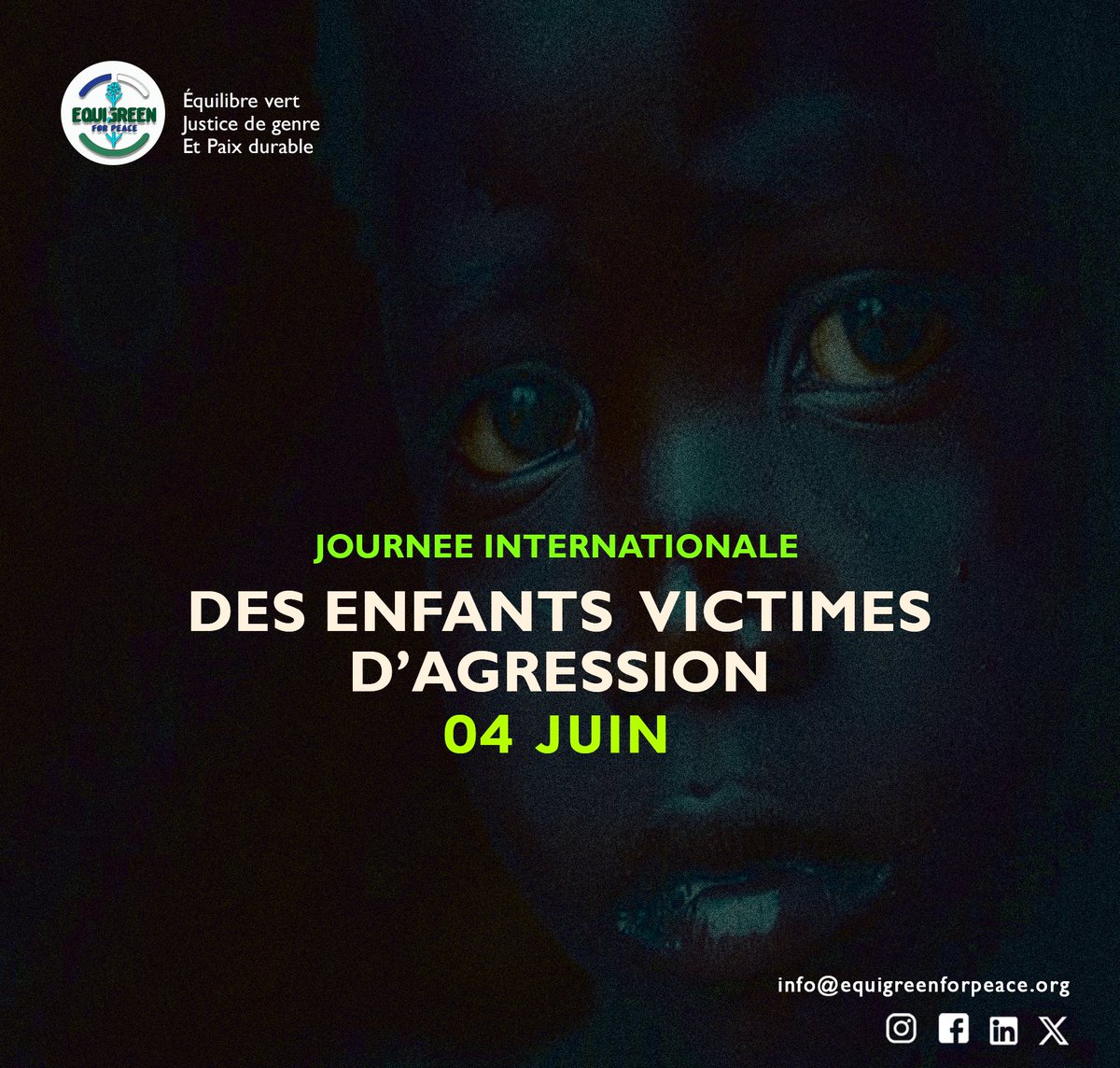 equigreen's tweet photo. En cette Journée internationale des enfants victimes d'agression, #EquigreenforPeace  appelle au renforcement de la protection de l'enfance, au respect des droits de l'enfant et du droit international humanitaire.

#ChildVictimsOfAggression #ProtectChildren #DRC https://t.co/VJevHNRKrG