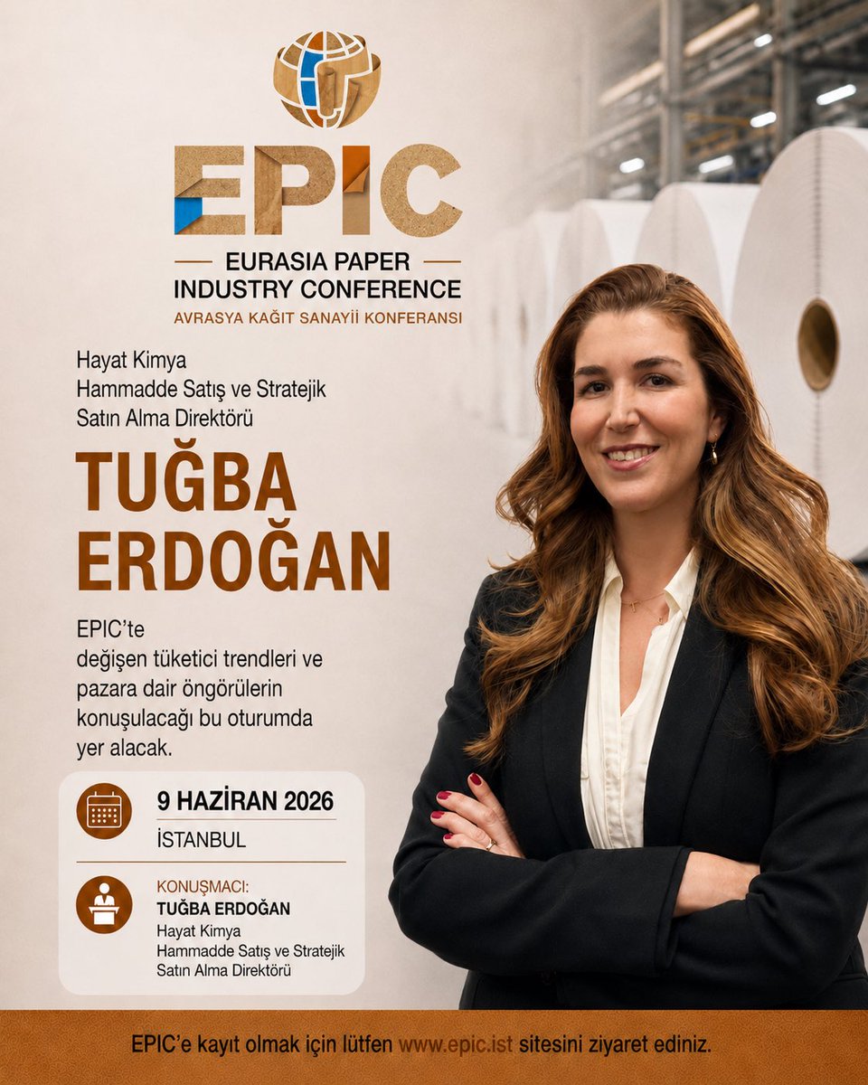 EPIC_paperconf's tweet photo. Hayat Kimya Hammadde Satış ve Stratejik Satın Alma Direktörü Tuğba Erdoğan, EPIC 2026'da bizlerle olacak. Sektörün geleceğini şekillendiren uzmanlarla bir araya gelmek ve sektöre dair en güncel değerlendirmeleri dinlemek için EPIC 2026'da yerinizi alın!
https://t.co/dksHQq9JpO https://t.co/UpXVsRHSFr