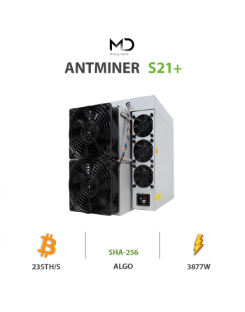 theminingdelta's tweet photo. Antminer S21+ 235TH/s 
Cette asic, miner Antminer S21+ avec le hashrate de 235TH/s est conçu pour algorithme SHA-256 pour le minage de blockchain crypto monnaie Bitcoin, Bitcoin Cash, avec une consommation d'énergie de seulement 3877W.
 
  BITCOIN:   235TH https://t.co/yYY8E84Dz4 https://t.co/t9ympT6a01
