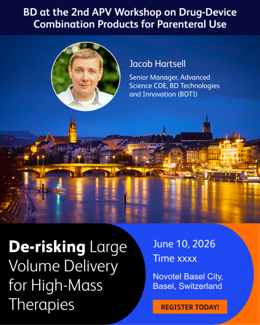 Agnes_CommComm's tweet photo. Join BD expert Jacob Hartsell at the APV Workshop on Drug-Device Combination Products for Parenteral Use. 📍 Novotel Basel City, Grosspeterstrasse 12, 4052 Basel🗓️ June 10, 2026 (tehnical challenges session - 08:30 - 17:15 CET) - Register now #BDemployee https://t.co/QIBPSo9DI7 https://t.co/2SMMt7tGXE