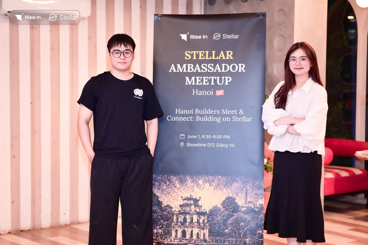 A_StarGroup's tweet photo. 🚀 DEFAI SENSOR AT HANOI BUILDERS MEET & CONNECT: BUILDING ON STELLAR

On the evening of June 1, 2026, at Showtime D12 Giang Vo, @DefaiSensor team attended Hanoi Builders Meet & Connect: Building on Stellar — a gathering dedicated to the Web3 builder community in Hanoi.

🌟 At the event, Mr. @mtea1211 – CEO & Founder of DeFAI Sensor proudly represented the project as one of the three featured projects showcased, alongside Stellar Ramp and Moderntensor.

🔗 During the program, DeFAI Sensor team had the opportunity to learn more about Soroban and the Stellar Ecosystem Fund, while also connecting with representatives from Orbit Labs and Ms. Tiffany – Stellar’s APAC to further discuss potential collaboration and ecosystem expansion.

🤝 After the main program, the team joined an intimate networking dinner with the organizers, opening up more valuable connections with Stellar and other potential partners.

🌐 This event marked another important step in DeFAI Sensor’s growth journey, as the team continues to proactively engage, connect, and strengthen its presence within the regional Web3 ecosystem.

#AStarGroup #DeFAISensor #Builders #Meet #Connect #Stellar