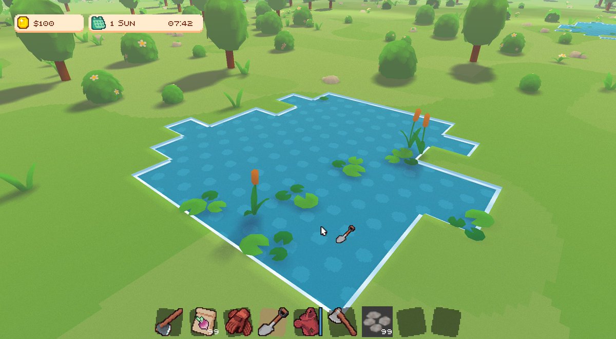 cajugrovegame's tweet photo. Added procedural generated lakes, looking good!
#gamedev #indiedev #cajugrove https://t.co/cb5ZRSqYdd