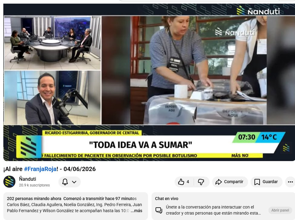 streamingparag's tweet photo. 07:30 horas. Top 4 de streaming YouTube en Paraguay desde canales oficiales.

1) #LaPrimeraMañana 1.465
2) #LaLupa 957
3) #AntesQueNadie 211
4) #FranjaRoja 202 https://t.co/Oav3gYckPZ