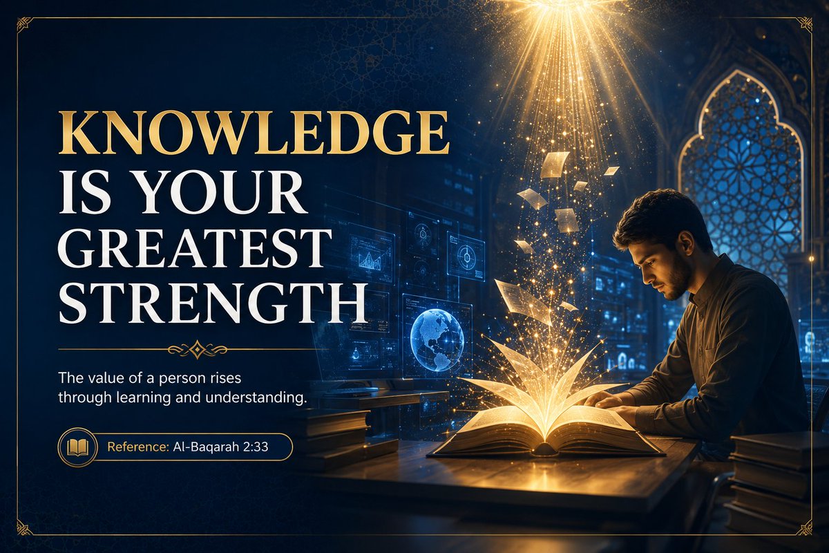 abdullahwale's tweet photo. KNOWLEDGE IS YOUR GREATEST STRENGTH

📖 “The value of a person rises through learning and understanding.”

📌 Reference: Al-Baqarah 2:33

#LinkedInPost #Learning #Knowledge #GrowthMindset #Education #DigitalTransformation #Motivation #AI #FutureSkills https://t.co/HHEGlY8Pa6