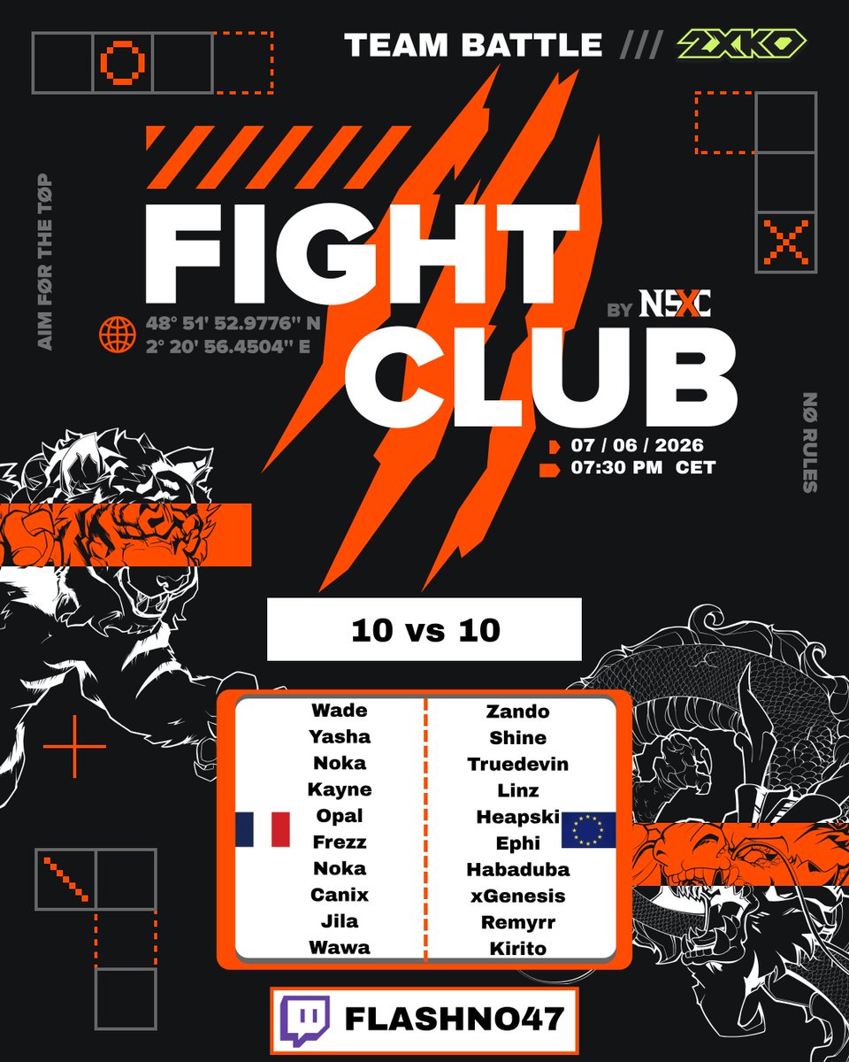 FlashNo47's tweet photo. Alright everyone ! 

Just a reminder : 
- France vs UK  / score (4-5) / UK WINNERS
- France vs Spain  / score (4-5) / SPAIN WINNERS 

It's time to break the curse !! Let run : 

FRANCE 🇫🇷 VS EMEA🌐 / 10 vs 10 

A good show before the next patch ... 

🗓️ June 7th / https://t.co/1b86BuPk61