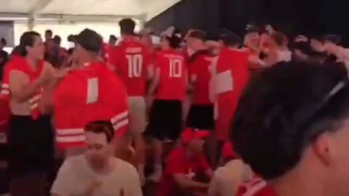 farenet's tweet photo. Switzerland 🇨🇭

Fans at the Ice Hockey World Championship public viewing in Zurich were filmed chanting xenophobic slogans ("Foreigners out") to L'amour toujours, echoing 2024's scandal. Organisers cite a zero-tolerance policy but said they hadn't known.
https://t.co/uzr1UuPvFL https://t.co/o6TO1rOsAV
