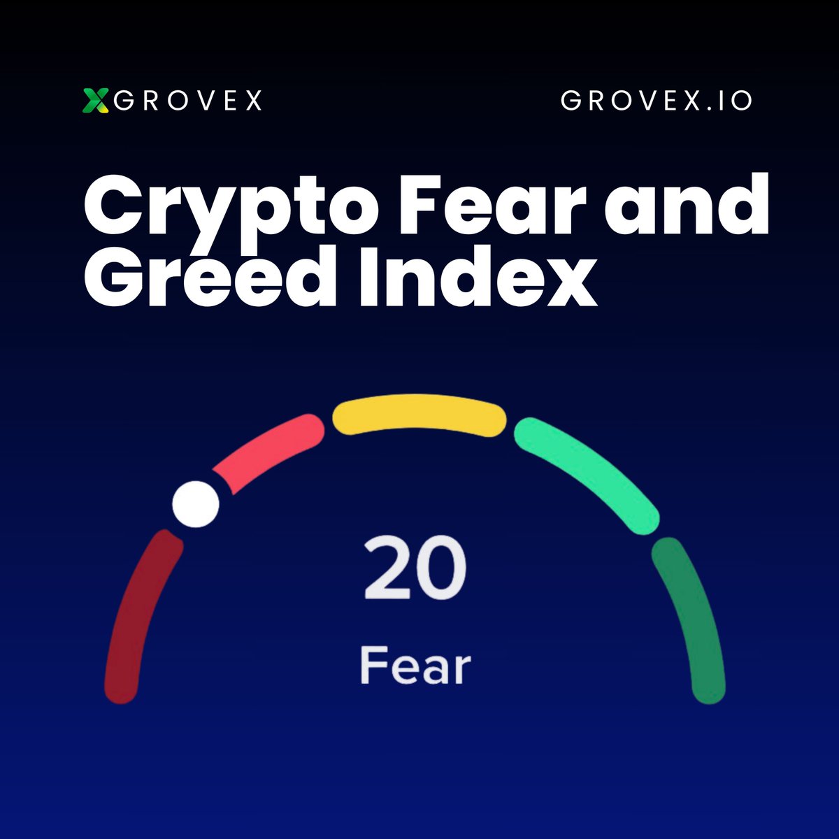 GroveXchange's tweet photo. 🚨 Crypto Fear &amp; Greed Index just hit 20, Deep FEAR territory! 😨

The market is shaking, but history shows these are often the best times to accumulate for the next leg up.

What’s your move? Are you buying the dip or staying on the sidelines? 👇 https://t.co/Q2Oijd048o