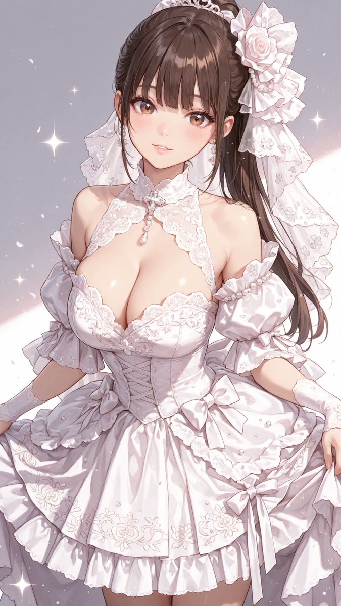 AliceLavli's tweet photo. ٩(*´︶`*)۶おはよ〜♬
ガーリーなウエディングドレスをどうぞ👗
girly wedding dress, pure white color palette, sweetheart neckline, off-shoulder design, fitted bodice, luxurious satin fabric, sparkling glitter tulle overlay, crystal embroidery, pearl embroidery, floral lace appliqués, rose lace details, delicate ribbon accents, soft ribbon bows, translucent puff sleeves, layered lace frills, elegant waist ribbon, voluminous ball gown silhouette, multi-layered skirt, cascading ruffles, tiered tulle layers, shimmering organza layers, sparkling sequins, crystal beadwork, pearl garlands, scalloped lace hem, floral embroidery throughout dress, princess-inspired design, fairytale aesthetic, dreamy bridal fashion, romantic maidenly atmosphere, ultra feminine details, soft fluffy silhouette, monochromatic white design, all lace in white, all ribbons in white, all embroidery in white, all decorative elements in white, sparkling fabric, glittering details, magical bridal elegance