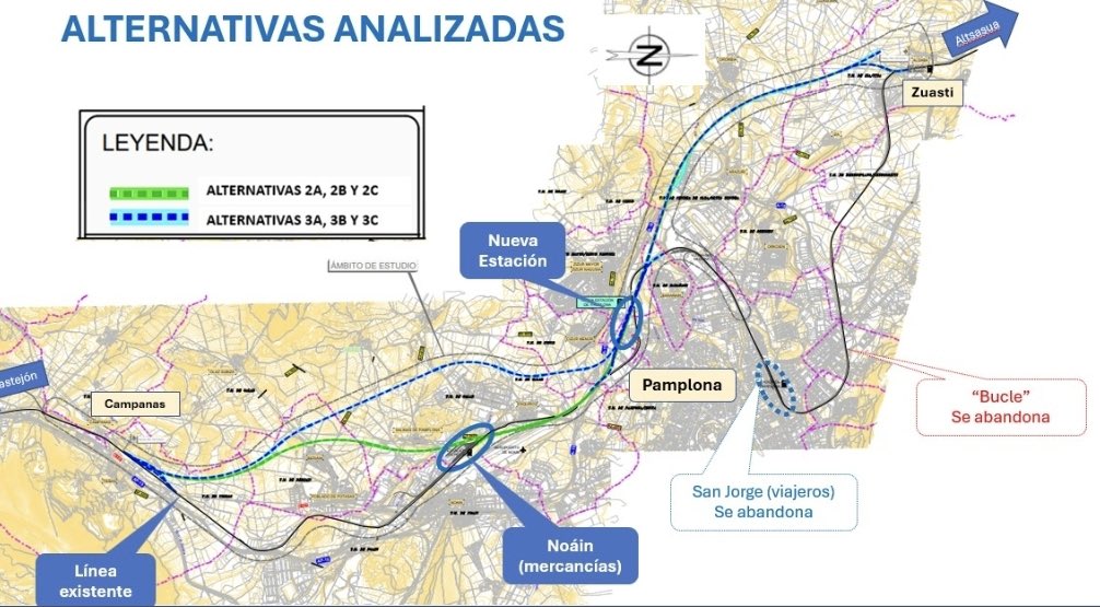 oscar_puente_'s tweet photo. Desbloqueamos el trámite de la red ferroviaria en la comarca de Pamplona con el visto bueno a la declaración de impacto ambiental.

Un plan con el trazado de la alta velocidad, una nueva estación en Echavacoíz y la remodelación de la línea convencional. https://t.co/oWv9Fb5YWt