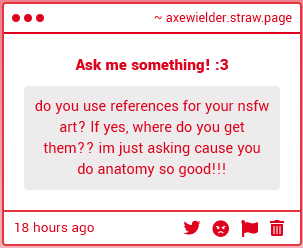Axe_AfterDark's tweet photo. usually I wing it but if I'm having trouble with something I usually use an amalgamation of references, although for one drawing once I used purely pornpics/.com because photos shoots makes things really comprehensive rather than actual porn vids personally https://t.co/1WOP12S9S3