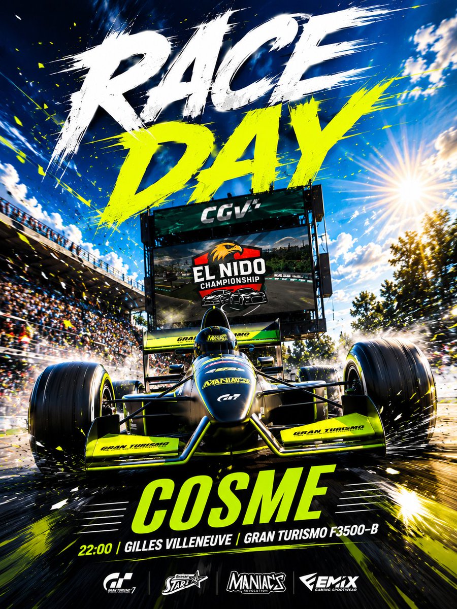 Maniacs_eSports's tweet photo. 🟢𝑬𝑳 𝑵𝑰𝑫𝑶 𝑪𝑯𝑨𝑴𝑷𝑰𝑶𝑵𝑺𝑯𝑰𝑷🟢

Dos rondas para el final de #ElNido, y dos rondas con el #F3500B en sendos circuitos de F1. Esta noche toca El clásico del "Muro de los Campeones" con #Cosme intentando serlo sin tocarlo.

En directo por el TTV de @AvutardaTeam. https://t.co/FhqF5ruLbS